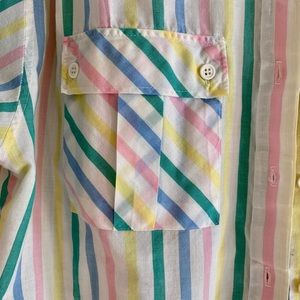 rainbow stripe button up vintage 90s oversized top